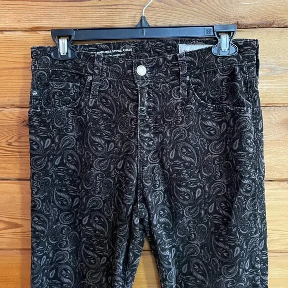 AG for Anthropologie paisley print velvet The Stevie High Waist ankle pant 29 - Picture 8 of 12